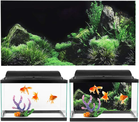 Aquarium Poster, 3D PVC Self Adhesive Fish Background Decoration, Seafloor Water Grass Sticker (24.0 x 15.7in)
