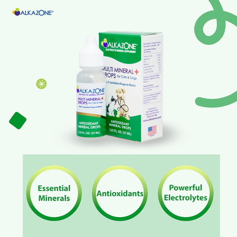 Alkazone Alkaline Multi Mineral Drops for Cats and Dogs, Benefits from Alkaline Water with Minerals