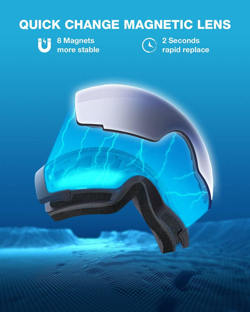 ZIONOR X4 Ski Goggles with Magnetic Lens - Snowboard Goggles for Men and Women, Anti-fog UV Protection