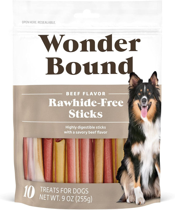 Wonder Bound Beef Flavor Dog Treat Sticks - 10 Count - Rawhide-Free,