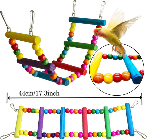 ESRISE Bird Parakeet Cockatiel Toys - Parrots Cage Hammock Swing Climbing Ladders Wooden Perch Chewing Toy for Budgies