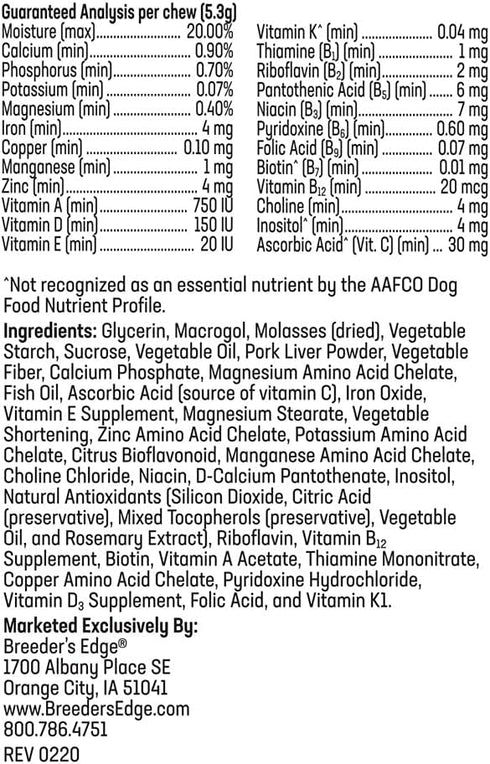Revival Animal Health Breeder's Edge in Between for Him, Male Multivitamin for Medium/Large Dogs - 90 ct