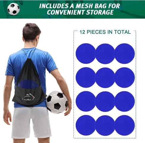 TuXHui 4" 9" 12/18/24 Poly Spots or Flat Cones Spot Markers for Gym/PE Training, Dance, Pcs Non-Slip Rubber Floor Dots