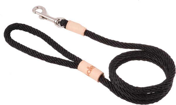 Alvalley Black Sport Snap Lead for Dogs Made of Strong Multifilament Polypropylene Rope (8mm X 123cm Or 5/16 in X 4ft)
