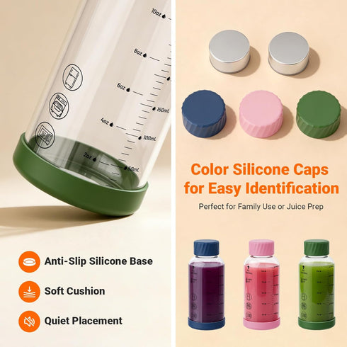 12 oz 4 Pack Glass Juice Bottles Glass Water Bottles with Stainless Steel Lids Leakproof, BPA Free, Heat-Resistant