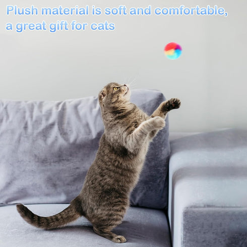 KALIONE 30 1.2-inch Pcs Soft Plush Cat Ball Rainbow Cat Toy Balls Fuzzy Kitty Balls Kitten Puff Balls Colorful Cat Pom
