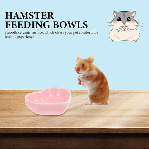 POPETPOP 3Pcs Heart-Shaped Ceramic Hamster Food Bowl - Compact Size, Sufficient Quantity, Wide Application Pet Feeder