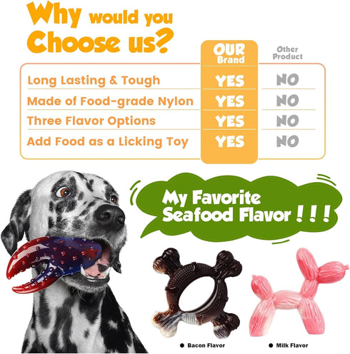 Durable Dog Chew Toys for Medium/Large Aggressive Chewers, 3-Pack Indestructible Nylon Toys for Dogs Under 120lbs