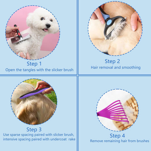 Extra Long Pin Slicker Brush for Dogs, Large Size, 5-in-1 Dog Grooming Brush for Removing Loose Fur and Tangles,