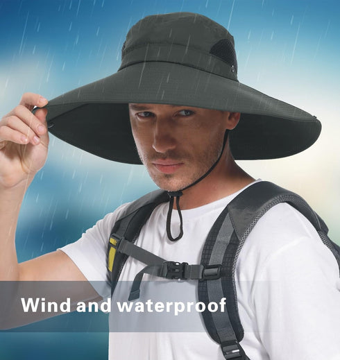 Ultra Wide Brim Hat for Men & Women, UPF50+ Waterproof Sun Hat for Fishing Hiking Camping