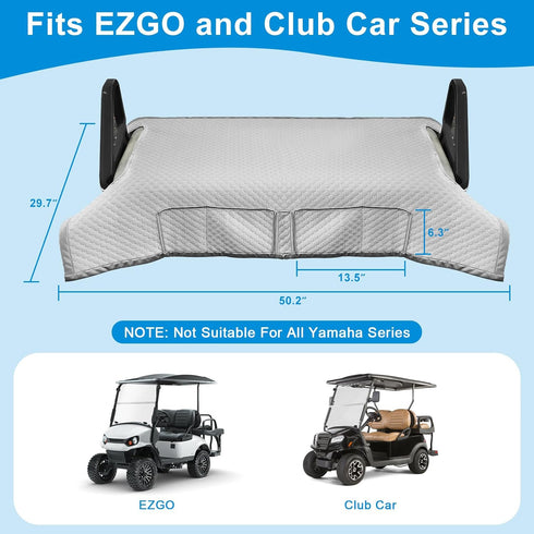 Golf Cart Seat Covers for EZGO, Club Car, Enhanced Quality Material, 50.2''x 29.7'', Easy to Install, Gray Golf Cart