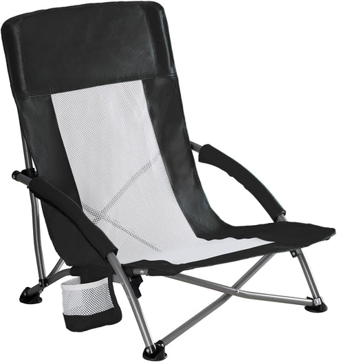NEWBULIG Low Beach Chair Folding Camping Chair for Adults, Low Profile Lawn