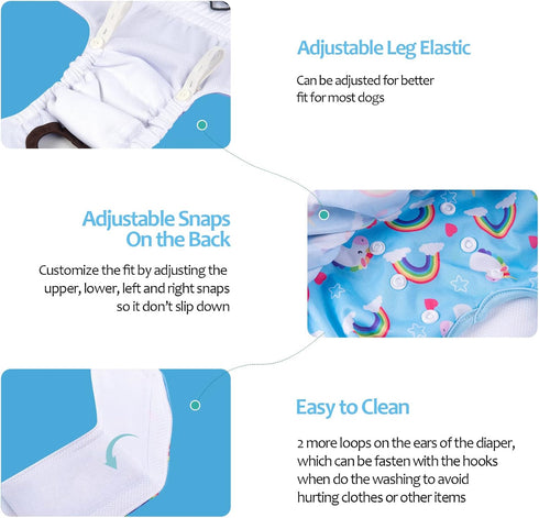 3 Pack QBD01XS CuteBone Female Dog Diapers with Skirts Reusable Puppy Dresses Pants for Heat Cycle Period