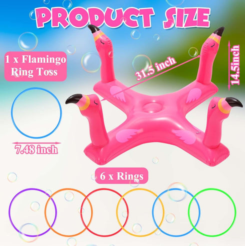 Voiiake Pool Floats Toys Games Set, Inflatable Cross Ring Toss Game Toy with 6pcs Rings for Family, Kids, Adults,