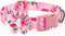Floral Girl Dog Collar - Pink Dog Collar with Rose Flower Bow Tie for Small, Medium, Large Dogs