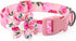 Floral Girl Dog Collar - Pink Dog Collar with Rose Flower Bow Tie for Small, Medium, Large Dogs