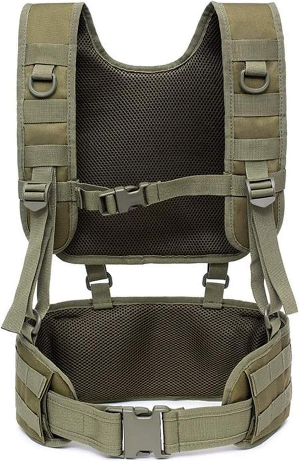 Tactical Padded Battle Belt - Detachable Suspender Straps for Patrol and Army Training Outdoors
