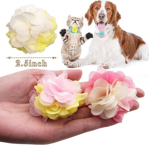 PET SHOW 16pcs 2.4" Dog Collar Charms, Flower Accessories for Cat Puppy Collars