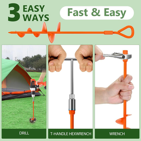 18''/30" Sets, Phopich Long Ground Anchor, Heavy Duty Earth Anchors Ground Anchors Screw in Kit with T-Handle Hex