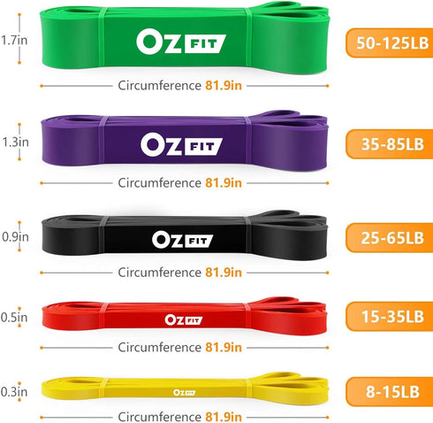 OZFIT Set Pull Up Bands, Resistance Bands, Pull Up Assistance Bands for Men & Women, Exercise Workout Bands for Working