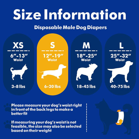 12-19-inch 20 Counts MICOOYO Male Dog Diapers, Disposable Male Dog Wraps with Wetness Indicator, Super Absorbent | Leak