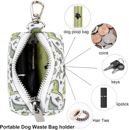 ARING PET Dog Waste Bag Dispenser, Cotton Doggy Poop Bags Holders Attach to Any Leashes, Portable Washable Dinosaur Pet