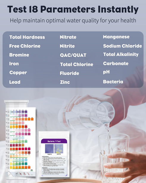 Pawfly 18 in 1 Drinking Water Test Kit, 125 Strips for Home Water Quality Testing in Aquarium, Spa, Pool, Tap Water