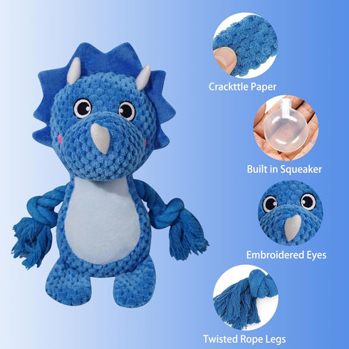 Cute Animals Interactive Squeaky Dog Toy with a Vocal Bladder, Crinkle Paper Stuffed Soft Cotton Chew Toy, Teething