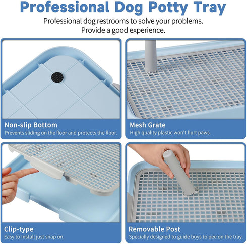 20"x14" 8pcs CUHIOY Dog Potty Tray Toilet - Indoor Pee Pad Holder with Training Pads, Puppy Mesh Potty with Secure