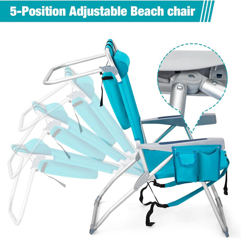 Hikarinowa Backpack Outdoor High Beach Lawn Chair,Portable Lightweight Folding Chair for Adults,Folding Beach
