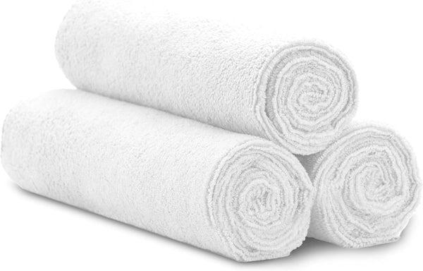 S&T INC. Microfiber Sweat Towel for Gym, Yoga Towel for Home Gym, Workout Towels, 16 Inch x 27 Inch, White, 3 Pack