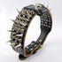 Pet Artist 2" Wide Luxury Genuine Leather Spiked Studded Dog Collars for Medium & Large Dogs, Black, XL