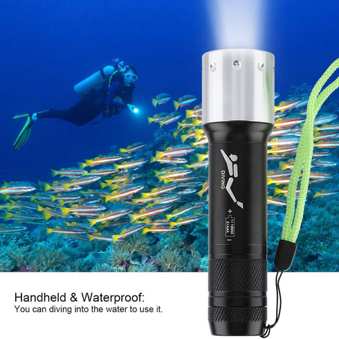 Waterproof Diving Flashlight, EVTSCAN Aluminum Alloy Portable Scuba Gear Dive Light Torch Bulb with 3 Modes Adjustable for Underwater by EVTSCAN