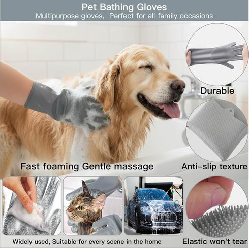 FleExplore Cat Grooming Kit & Puppy Grooming Kit, Including Cat Washing Kit,Nail Clippers For Cats,Special Silicone