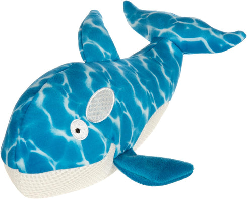Strong 'N Silent Silent Swimmer Soft Plush Orca Chew Guard Dog Toy - Blue, Large