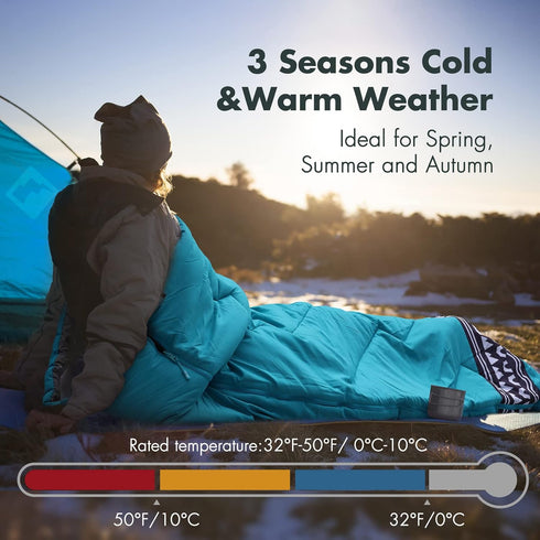 VILLEY Camping Sleeping Bag, Lightweight Backpacking with Compression Sack for Adults & Kids, Outdoor Equipment for 3