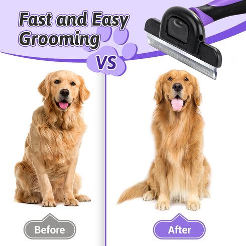 MIU COLOR Long Hair Pet Grooming Brush, Deshedding Tool for Medium and Large Dogs & Cats, Reduces Shedding by 95%