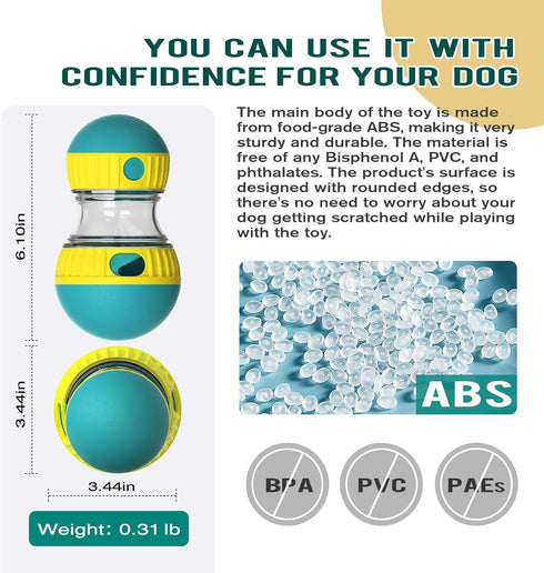 BSISUERM Dog Puzzle Toy Adjustable Treat Dispensing Ball Food Dispenser Tough Slow Feeder Puppy Enrichment Training Toy