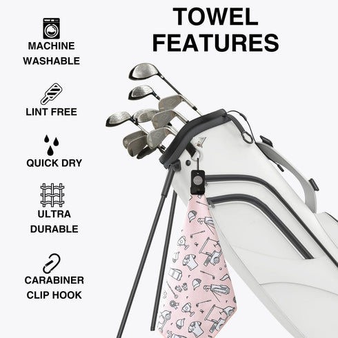 Magnetic Golf Towel with Clip for Men & Women - Fun Doodle Sketch Pattern Waffle Weave Microfiber Golf Towel
