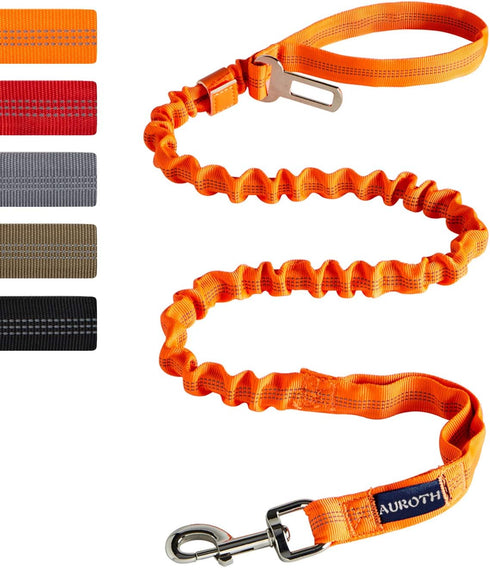 AUROTH 6FT/4.5FT Dog Leash for Large Dogs, Heavy Duty Bungee, No Pull with 2 Padded Handles, Orange