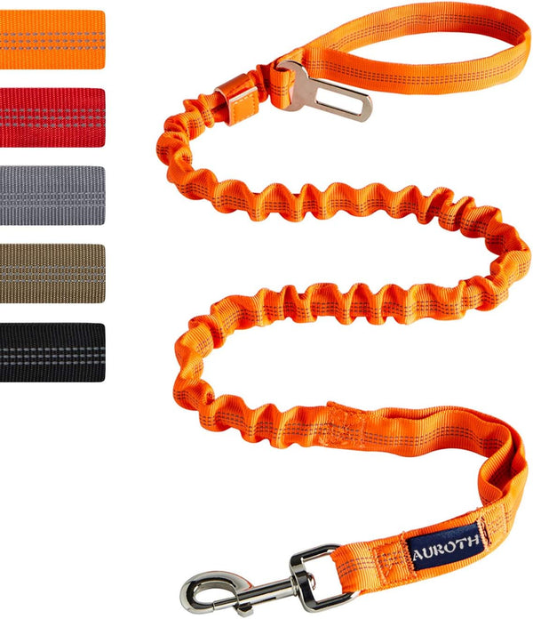 AUROTH 6FT/4.5FT Dog Leash for Large Dogs, Heavy Duty Bungee, No Pull with 2 Padded Handles, Orange