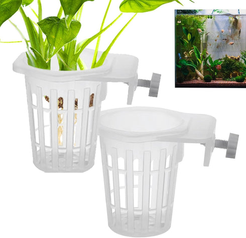 Generic 2PCS Aquarium Plant Holder - Translucent PP Plant Pot with Holes -