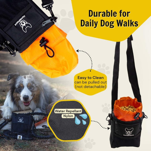 Hundefreund Dog Treat Pouch Bag for Training Dogs - Small Fanny Pack for Treats, Orange (5.5 x 4.3 x 1.6 inches)