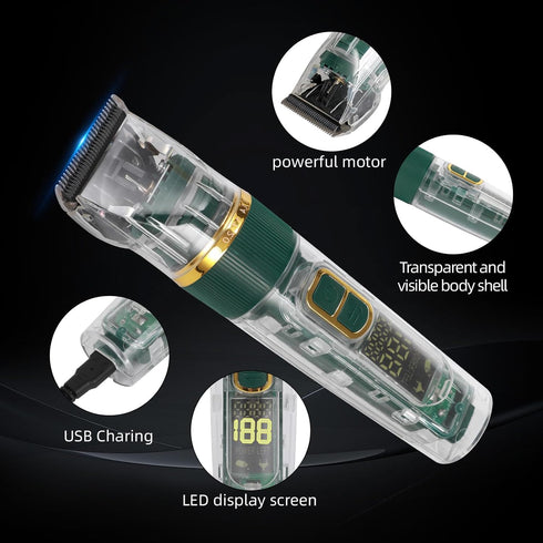 ODJSY IPX7 4 Pet Dog Grooming Kit Low Noise - Rechargeable Cordless Dog Clippers, Waterproof Clippers with Guide Combs