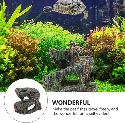 Housoutil Turtle Terrace Tortoise Tank Decoration, Hiding Cave Aquarium Model, Landscaping Tool, Fish Tank Ornament