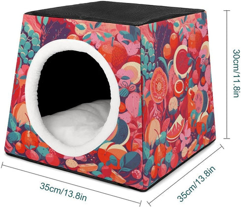 ZGHQHCDRH Stylish and Durable Small Pet Beds, Colorful Food Patterns Printing and Pet Tents are Perfect for Pet Play