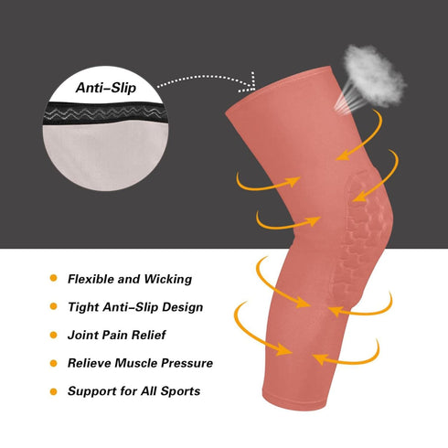 Salmon Sports Knee Pads Youth Volleyball Basketball Long Leg Sleeves Braces Compression Wrestling Youth/Kids & Adult