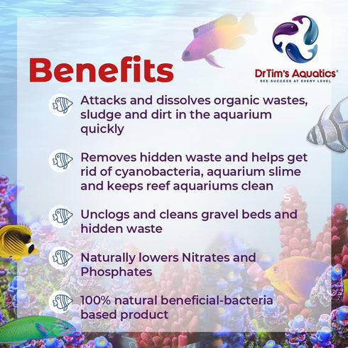 DrTim's Aquatics Saltwater Waste-Away, Natural Fish Tank Waste Management Solution, 16 oz.