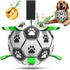 Dog Soccer Balls Toy with Bell Inside, Outdoor Interactive Toys for Tug of War, Puppy Birthday Gifts, Durable Squeaky