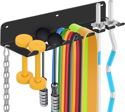 FizLig Gym Equipment Storage Rack - Multi-Purpose Home Gym Organization Storage Wall Mount for Resistance Bands, Jump